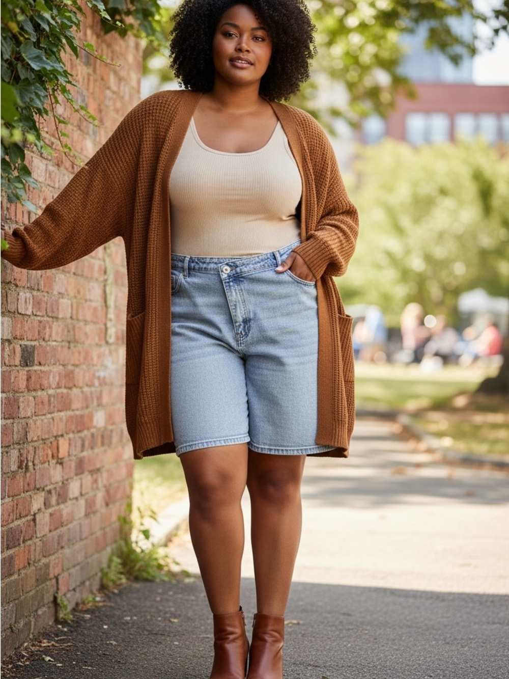Plus Size Crossover Waist Boho Indie Cottagecore Lightwash Jean Shorts